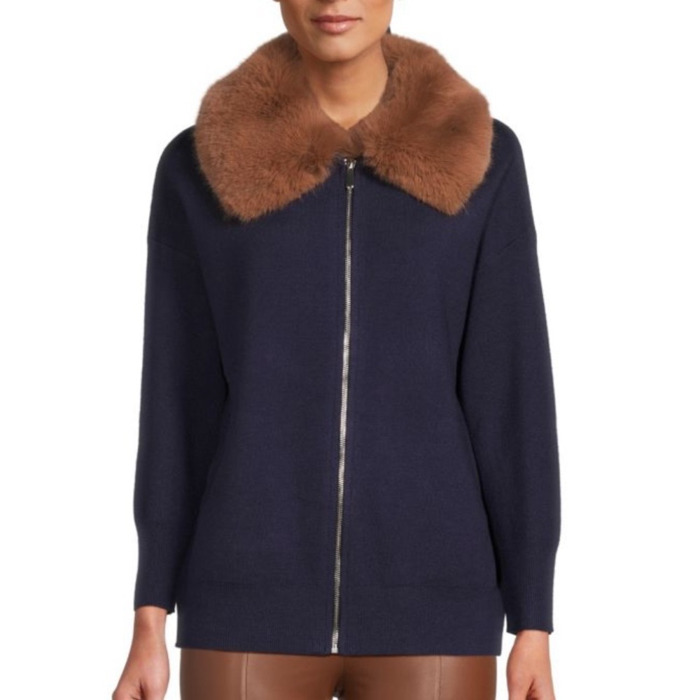 Saks Fifth Avenue Faux Fur Collar Cardigan